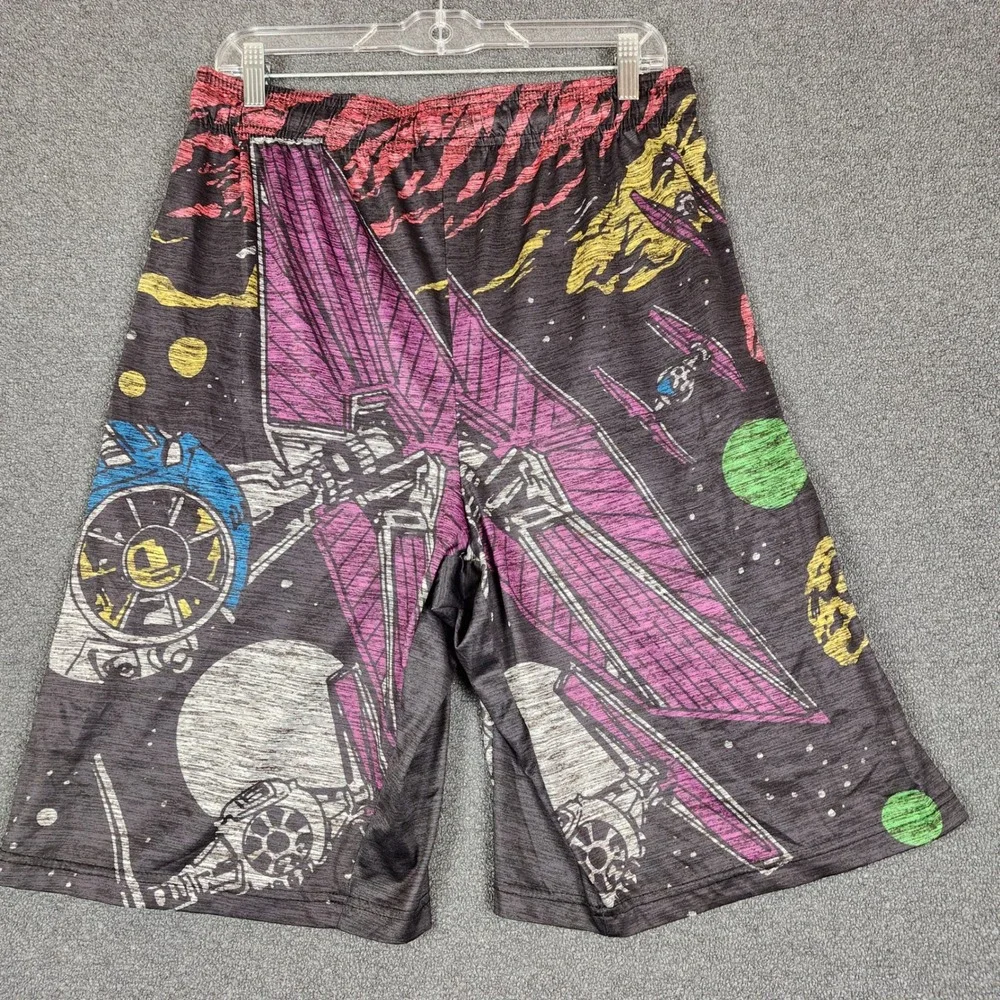 Star Wars Mens‎ Tie Fighter Death Star Graphic Athletic Shorts Gray Large LG
